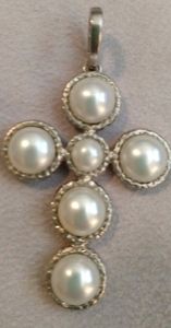 Freshwater Pearl & .925 SS Cross Pendant
